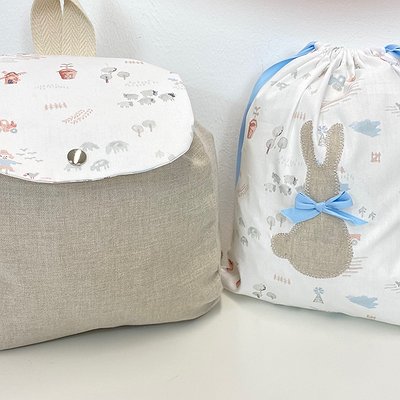 Pack mochila guardería de tela + bolsa merienda