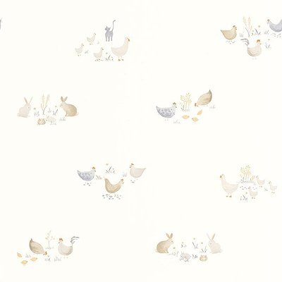 Papel pintado para habitaciones "Gallinas granja"